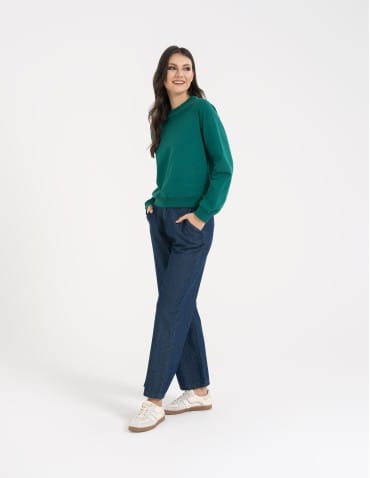 Bluzy damskie - Bluza damska dresowa bawełniana o regularnym kroju ZIELONY - produkt 7