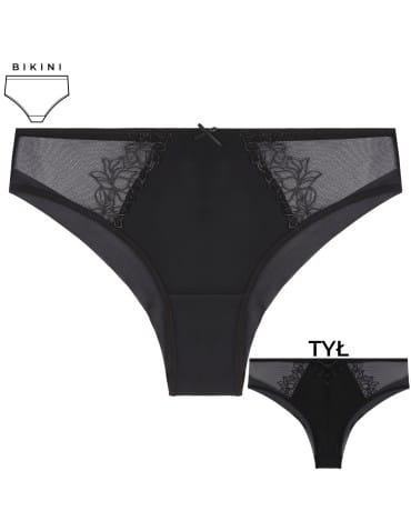 Majtki figi - Majtki damskie figi bikini z transparentną siateczką 3-pak CZARNY - produkt 3