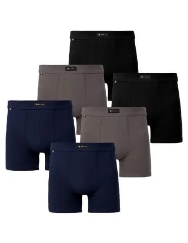 Bokserki męskie bawełniane gładkie long fit 6-pak