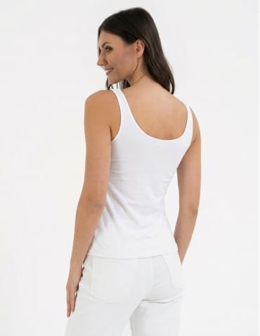 Koszulki i T-shirty - Top damski dwuwarstwowy na ramiączkach BIAŁY - produkt 3