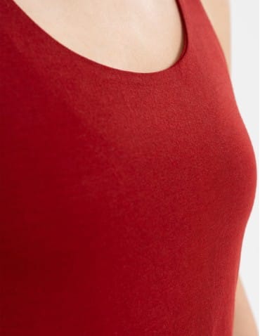 Koszulki i T-shirty - Top damski dwuwarstwowy na ramiączkach CZERWONY - produkt 3