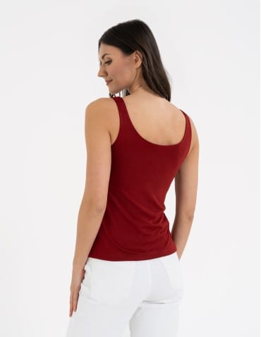 Koszulki i T-shirty - Top damski dwuwarstwowy na ramiączkach CZERWONY - produkt 7