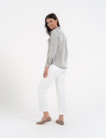 Bluzki i koszule - Koszula jeansowa damska w stylu denim SZARY - produkt 4
