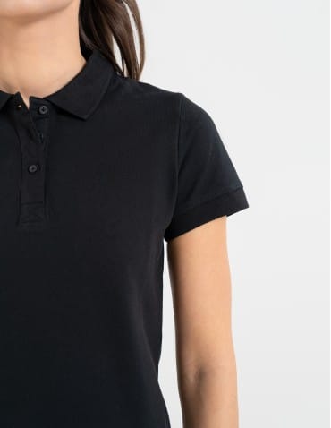 Koszulki polo - Koszulka polo damska z kołnierzykiem CZARNY - produkt 5