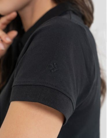 Koszulki polo - Koszulka polo damska z kołnierzykiem CZARNY - produkt 4