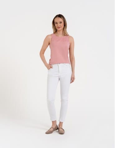 Damskie spodnie skinny jeansowe rurki - BIAŁY