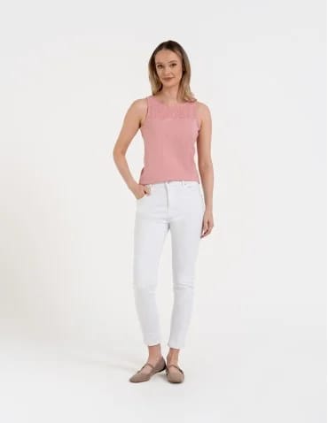 Damskie spodnie skinny jeansowe rurki - BIAŁY