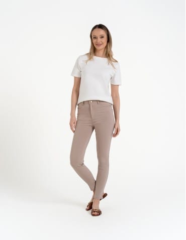 Spodnie damskie - Spodnie wiskozowe damskie eleganckie BEŻOWY - produkt 4