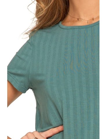 Piżamy z krótkim rękawem - Piżama damska dwuczęściowa z szerokimi spodniami JASNY ZIELONY - produkt 17