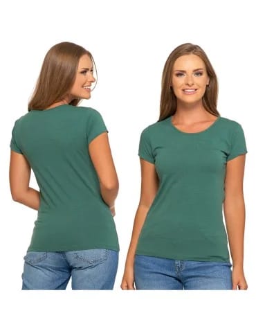 Koszulki i T-shirty - T-shirt damski bawełniany z krótkim rękawkiem jednokolorowy KHAKI - produkt 1