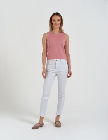 Spodnie damskie - Damskie spodnie skinny jeansowe rurki BIAŁY - produkt 12