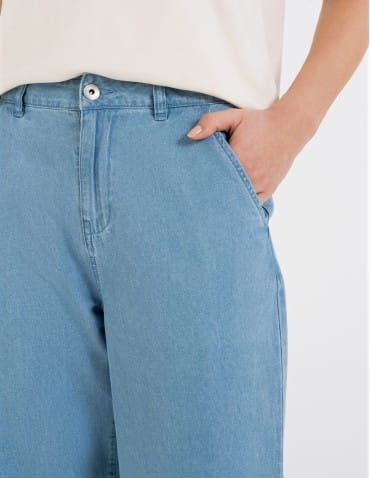Spodnie materiałowe - Spodnie damskie jeansowe casual z wysokim stanem JASNY NIEBIESKI  - produkt 2