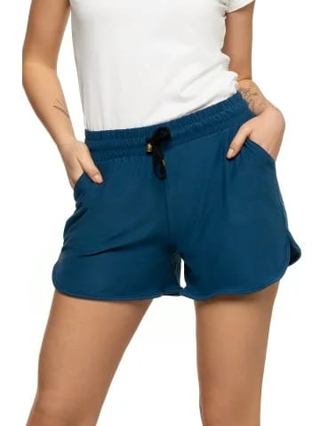 Damskie szorty na gumce z wiązaniem - JEANS  - produkt 2