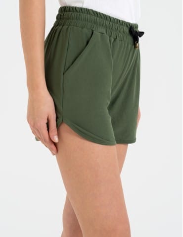 Szorty dresowe - Krótkie spodenki damskie szorty gładkie KHAKI - produkt 5