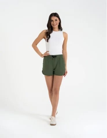 Krótkie spodenki damskie szorty gładkie - KHAKI
