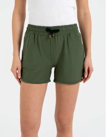 Krótkie spodenki damskie szorty gładkie - KHAKI  - produkt 2