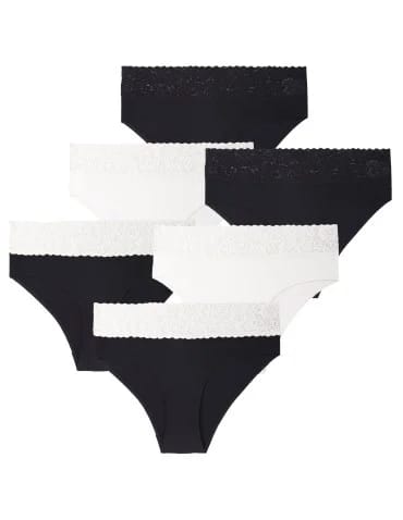 Majtki damskie maxi bikini z szerokim koronkowym pasem 6-pak