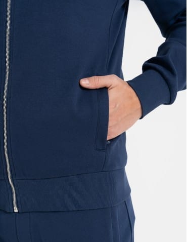 Bluzy dresowe - Bluza dresowa męska bomberka na zamek GRANATOWY - produkt 3
