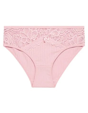 Majtki damskie figi bikini bawełniane w delikatny prążek z koronką 6-pak - produkt 2