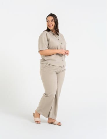 Spodnie materiałowe - Spodnie damskie casual z lnu i wiskozy z kieszeniami ZIELONY - produkt 6