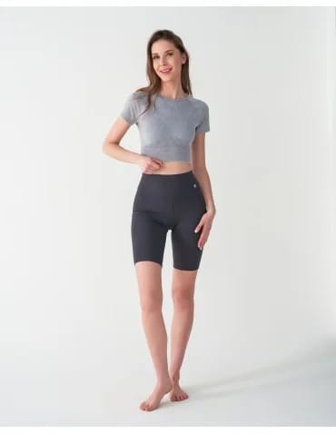 Legginsy damskie - Legginsy kolarki damskie sportowe z kieszeniami GRAFIT - produkt 1