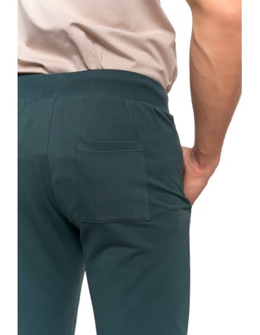 Spodnie męskie - Męskie spodnie dresowe z kieszeniami i ściągaczem KHAKI - produkt 5