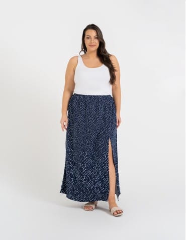Spódnice maxi - Spódnica damska maxi długa z rozcięciem wzorzysta WZÓR 6 - produkt 10