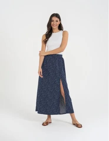 Spódnice maxi - Spódnica damska maxi długa z rozcięciem wzorzysta WZÓR 6 - produkt 1