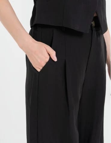Spodnie damskie z szeroką nogawką typu wide leg z lyocellu - produkt 2