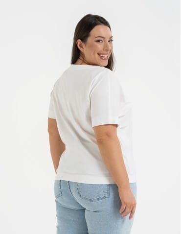 Bluzki z krótkim rękawem - Bluzka damska z krótkim rękawem z eleganckim printem BIAŁY - produkt 7