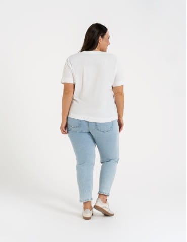 Bluzki z krótkim rękawem - Bluzka damska z krótkim rękawem z eleganckim printem BIAŁY - produkt 14