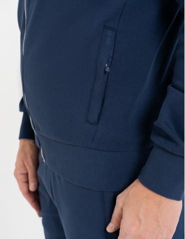 Bluzy dresowe - Bluza dresowa męska bomberka na zamek GRANATOWY - produkt 6