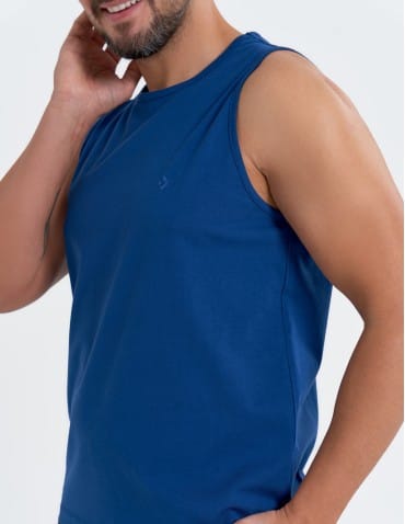 Tank Topy - Tank top męski bawełniany koszulka bez rękawów GRANATOWY - produkt 4
