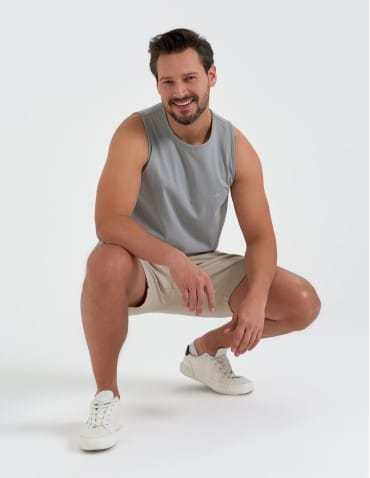 Tank Topy - Tank top męski bawełniany koszulka bez rękawów SZARY - produkt 6