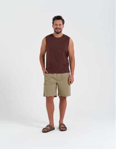 Koszulki i Tank Topy - Koszulka męska tank top bez rękawów luźna BRĄZOWY - produkt 5