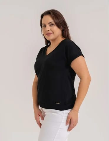 Bluzka damska z domieszką modalu i dekoltem V Plus Size  - produkt 2