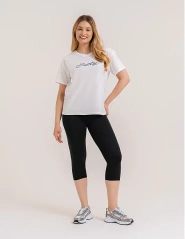 Legginsy damskie - Klasyczne legginsy 3/4 damskie peach touch CZARNY - produkt 1