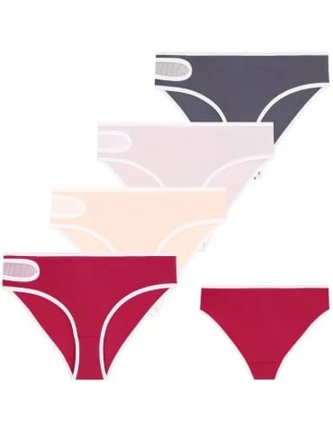 Damskie figi bikini z bawełny czesanej z siateczkową wstawką 4-pak