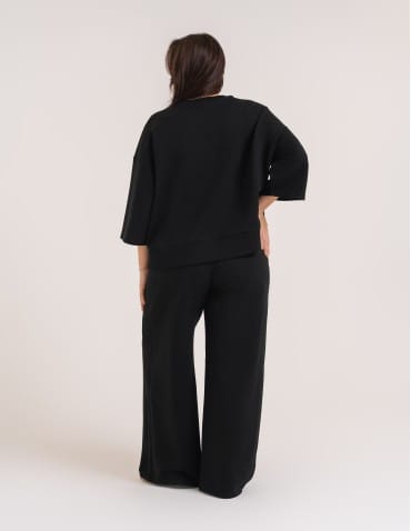 Bluzy dresowe - Bluza dresowa damska o luźnym kroju bez kaptura CZARNY - produkt 8