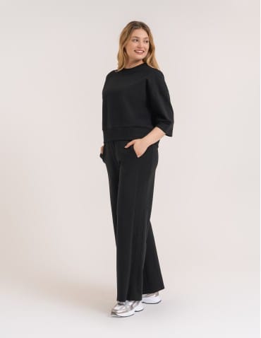 Bluzy dresowe - Bluza dresowa damska o luźnym kroju bez kaptura CZARNY - produkt 3