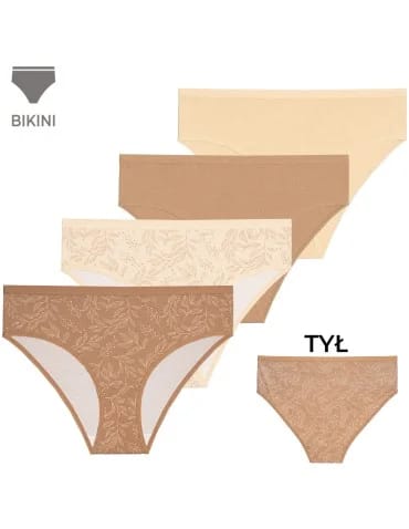 Figi damskie bawełniane wygodne bikini klasyczny zestaw 4-pak