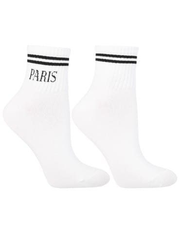 Skarpetki długie - Bawełniane skarpetki damskie do sneakersów napisy miasta 3-pak BIAŁY - produkt 2