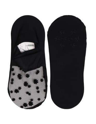 Mikrostopki - Skarpetki damskie eleganckie krótkie z siateczką z przodu w kwiaty 3-pak CZARNY - produkt 3