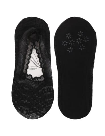 Niskie stopki - Skarpetki damskie eleganckie koronkowe do balerin 3-pak CZARNY - produkt 3