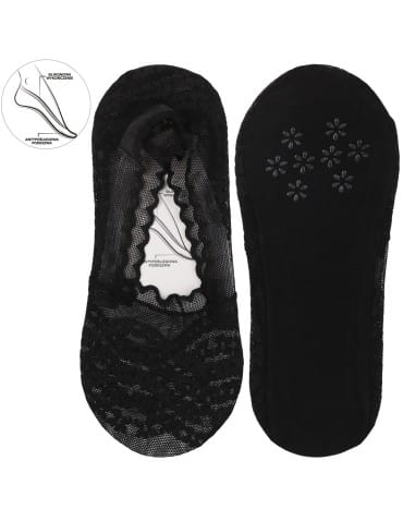 Niskie stopki - Skarpetki damskie eleganckie koronkowe do balerin 3-pak CZARNY - produkt 4