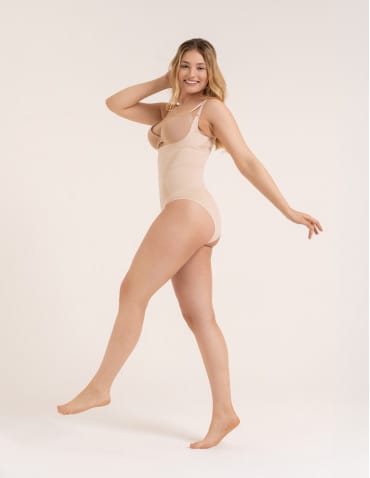 Body - Body modelujące damskie mocno kompresyjne z odpinanymi ramiączkami BEŻOWY - produkt 5