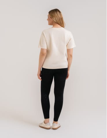 Legginsy damskie - Damskie legginsy ocieplane z szeroką gumą w pasie CZARNY - produkt 4