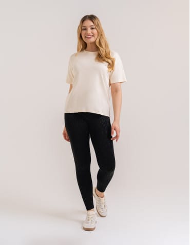 Legginsy damskie - Damskie legginsy ocieplane z szeroką gumą w pasie CZARNY - produkt 5