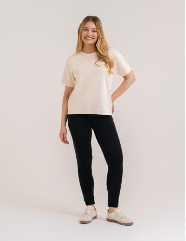 Legginsy damskie - Legginsy damskie ocieplane z wysokim stanem i szerokim pasem CZARNY - produkt 4