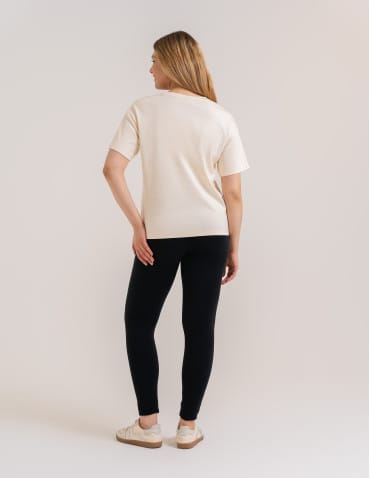 Legginsy damskie - Legginsy damskie ocieplane z wysokim stanem i szerokim pasem CZARNY - produkt 5